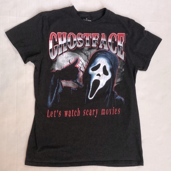 Ghostface Tops - Ghostface Let’s Watch Scary Movies Black Tee Halloween Size Women’s Small